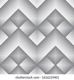 Seamless pattern.Abstract halftone background.Modern stylish texture. Repeating geometrical diamond tiles with dots,rhombuses of the different size. Gradation from bigger to the smaller.zigzag