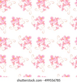 Seamless pattern.Abstract pink flowers for natural fabrics of linen.Vector illustration.