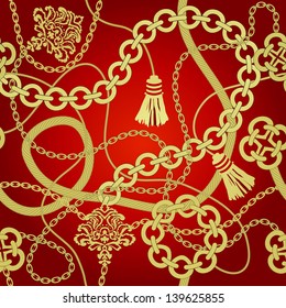 Seamless pattern.Background with chain , rope, tassel. Vector illustration