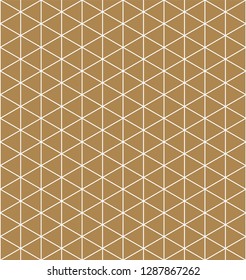 Seamless pattern.Base grid Mitsukude for japanese patterns Kumiko. Kumiko brown background and white pattern color silhouette.Average thickness lines.