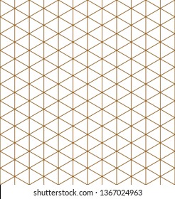 Seamless pattern.Base grid Mitsukude for japanese patterns Kumiko. Kumiko brown and white color silhouette.Average thickness lines.ROUNDED corners