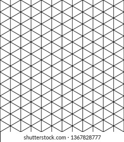 Seamless pattern.Base grid Mitsukude for japanese patterns Kumiko. Kumiko black and white silhouette.Average thickness lines.ROUNDED corners