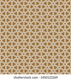 Seamless pattern.Base grid Mitsukude for japanese patterns Kumiko. Kumiko brown background and white pattern color doubled lines.