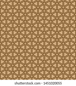 Seamless pattern.Base grid Mitsukude for japanese patterns Kumiko.Brown color doubled lines.