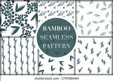 Seamless pattern.Beautifully shaped leaf graphic patterns on a white background.Vector unique bamboo texture.For printing on packaging, textiles, paper, manufacturing, wallpapers, scrapbooking