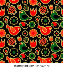 Seamless pattern.Birds and flowers. seamless pattern of birds and flowers