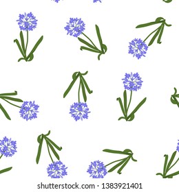 Seamless pattern.Blue agapanthus flower pattern on a white background. This pattern can be used for printing on textiles, wallpaper and other surfaces.