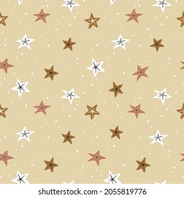 Seamless Pattern.Colorful Stars in Abstract Style.Vector Illustration