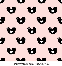 seamless pattern,cute bird art  background design for fabric and decor