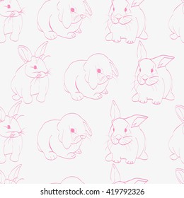 seamless pattern,cute rabbit. vector illustration