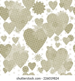 Seamless patterned drawing - Valentine's Day in the form of square tiles