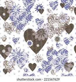 Seamless patterned frame - Valentine's Day as a square tile