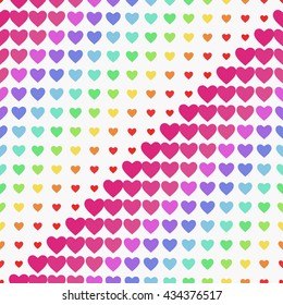 Seamless patterned heart texture. Colorful version