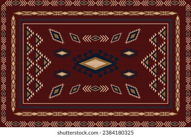 Seamless patterned Navajo rug with fabric texture. Original native ornaments. rugs, carpets, weaving.