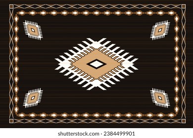 Seamless patterned Navajo rug with fabric texture. Original native ornaments. rugs, carpets, weaving.