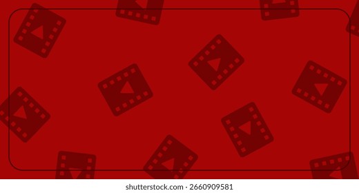 Plano de fundo vermelho com padrão uniforme com ícone de reprodução ou filme.