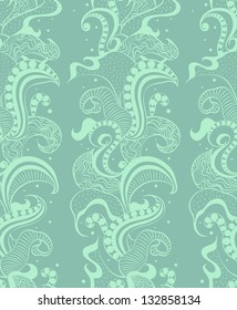 seamless patterned texture with abstract elements in pastel green colors