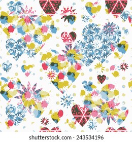 Seamless patterned texture "Valentine's Day" in the form of square tiles