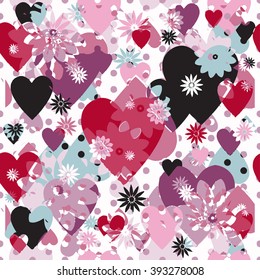 Seamless patterned texture "Valentine's Day" in the form of square tiles