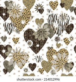 Seamless patterned Valentine as a square frame