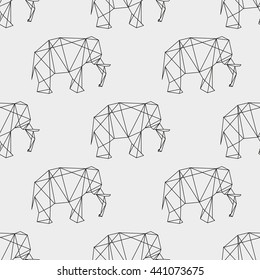 seamless pattern,elephant geometric art  background design for fabric and decor