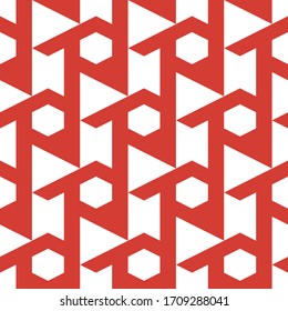 Nahtloses Muster.Ethnisches Motiv. Dreiecke, Sechsecken, Figuren-Ziergegenstände. Folk-Tapete. Einfache Formen, Hintergrund. Geometrischer Hintergrund. Digitales Papier, Stoffdruck, Webdesign, abstrakt.