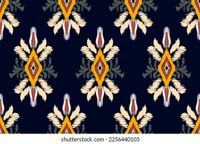 Nahtloses Muster.Ethisches orientalisches Muster, traditionell auf blauem Hintergrund.Aztekische Abstrakte Vektorgrafik.