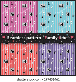 Seamless pattern.Family Time.Vector illustration.