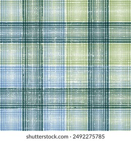 Seamless Pattern.farmhouse style check texture. Woven linen cloth pattern background. weave fabric Monochrome slub fabric Textured blue, green check Gradient effect texture.