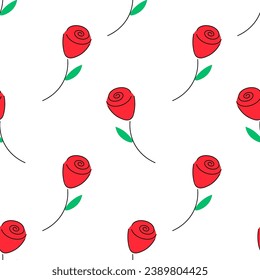 Patrón sin soldadura, flores rosas Ilustración vectorial en blanco simple