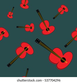 seamless pattern,guitar vector background design for fabric and decor