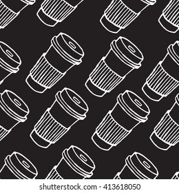 Seamless pattern.hand drawn cup of coffee