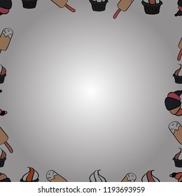 Seamless pattern.Hand drawn doodle frames. Illustration in white, gray and beige colors. Vector illustration.
