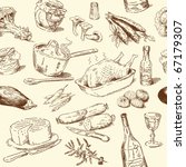 seamless pattern-hand drawn food