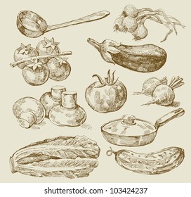 seamless pattern-hand drawn of food