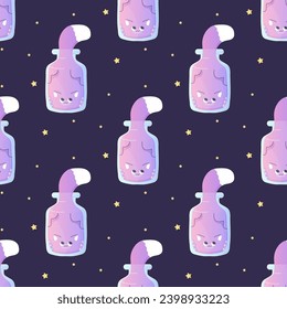 Seamless pattern,line art,cat in a can , occultism magic