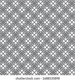Seamless pattern.Modern stylish texture. Regularly repeating geometrical ornament with small rhombuses,crosses,checks,strips. Classical abstract textured background. Vector element of graphical design