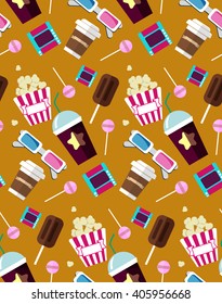 seamless pattern.objects on a colorful background.Vector illustration in flat design style.