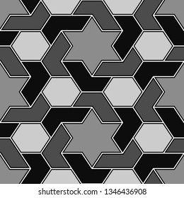Seamless pattern.Polygons motif. Geometric background. Ethnic backdrop. Stars, hexagons, figures ornament. Hexagonal, star shapes wallpaper. Digital paper, abstract