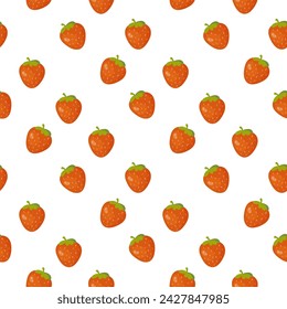 Seamless pattern,ripe red strawberry, vector. For wrapping paper, fabric, background