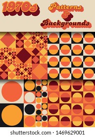 Seamless Patterns from the 1970s, Retro Colors and Abstract Backgrounds