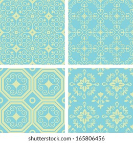 Seamless patterns with abstract decorative ornament