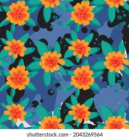 Seamless patterns. Abstract floral background. Colorful design for textiles, wallpapers, prints, fabrics, packaging. Vector graphics.