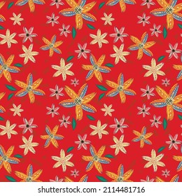 Seamless patterns. Abstract floral background. Colorful design for textiles, wallpapers, prints, fabrics, packaging. Vector graphics.