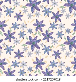Seamless patterns. Abstract floral background. Colorful design for textiles, wallpapers, prints, fabrics, packaging. Vector graphics.