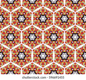 seamless patterns, abstract floral geometric texture. Ornament for interior design, greeting cards, birthday or wedding invitations, paper print. Ethnic background in east style.