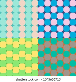 Seamless patterns with abstract geometric shapes. Four vector pattern set.