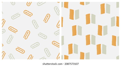 Seamless patterns with abstract hand drawn brush on pastel backgrounds vector illustration.
