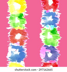 Seamless patterns with abstract hand drawn watercolor flowers