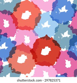 Seamless patterns with abstract hand drawn watercolor flowers